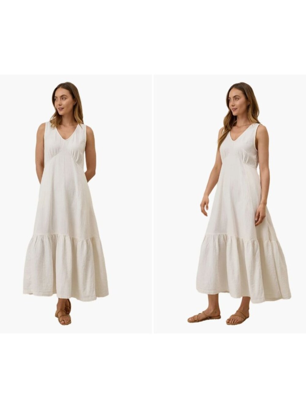 New Pact Organic Cotton Double Gauze Beach To Brunch Dress Medium Ivory MSRP$138 - Picture 17 of 17